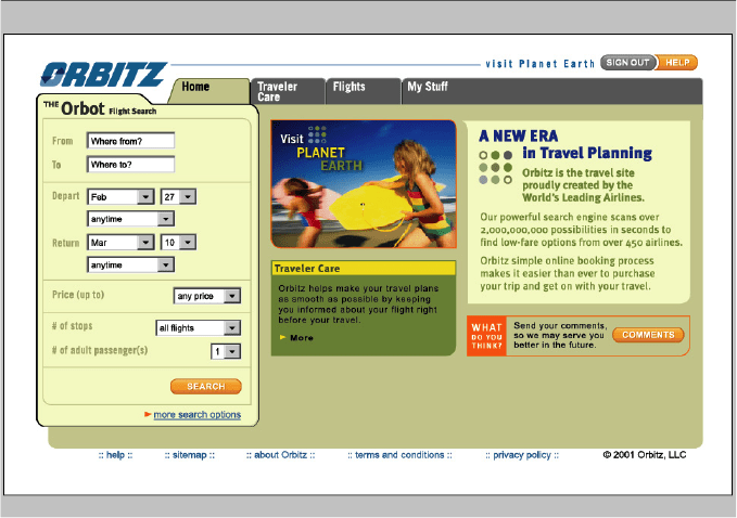 First Orbitz Website June 2001